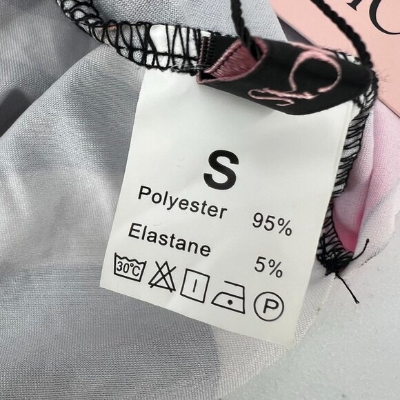 MICAS S Psychedelic Swirl Mini Dress Bodycon Strapless Multi-Color Y2K Party - Picture 6 of 9